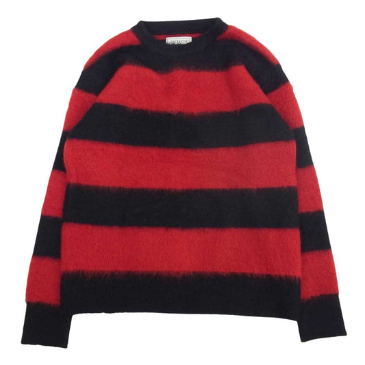 The REAL McCOY'S ザリアルマッコイズ MC19102 JM MOHAIR STRIPE SWEATER モヘア ボーダー ニット セーター ブラック系 レッド系 M【美品】【中古】