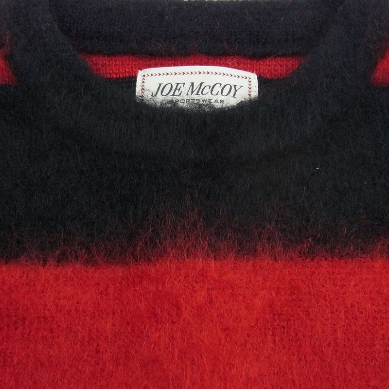 The REAL McCOY'S ザリアルマッコイズ MC19102 JM MOHAIR STRIPE SWEATER モヘア ボーダー ニット セーター ブラック系 レッド系 M【美品】【中古】