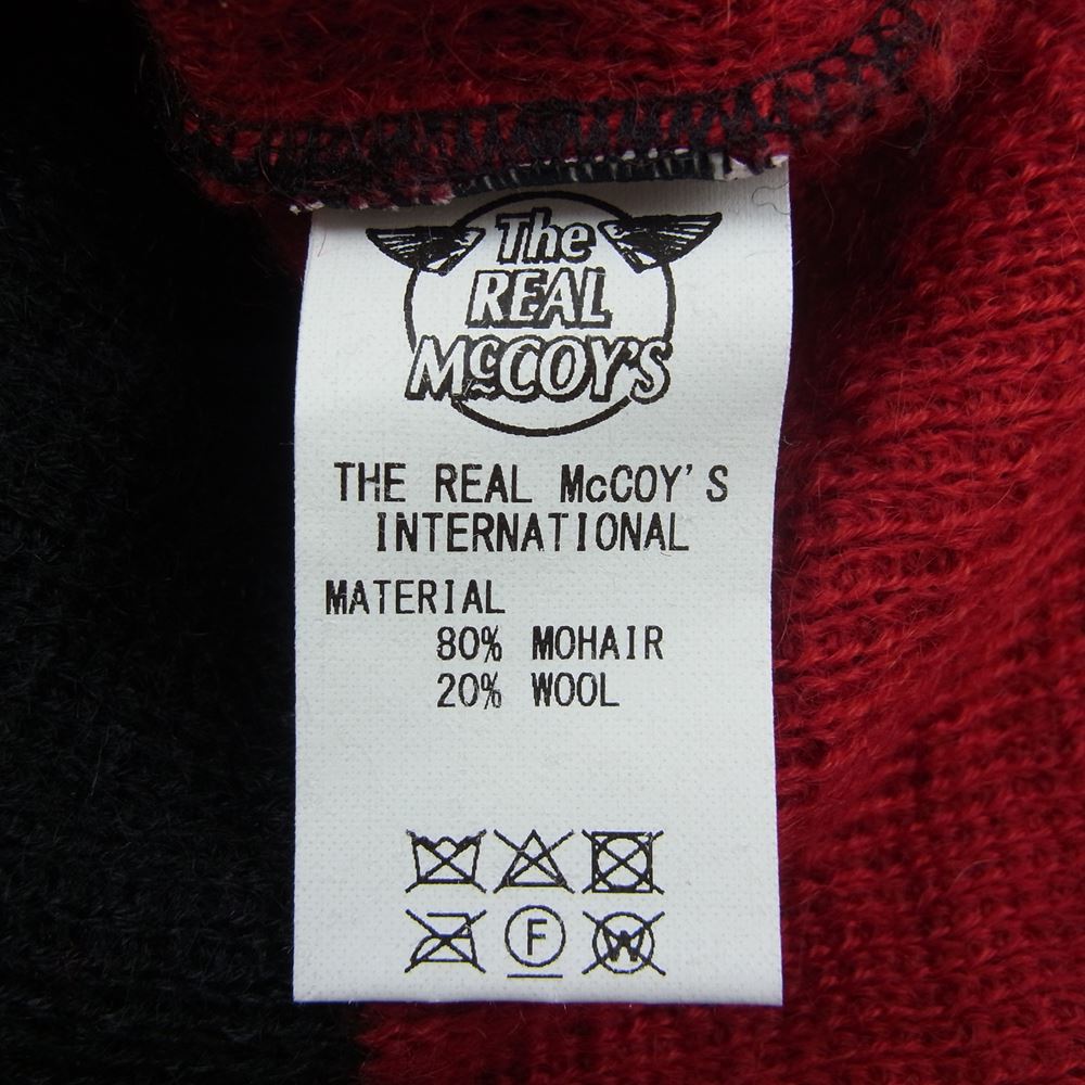 The REAL McCOY'S ザリアルマッコイズ MC19102 JM MOHAIR STRIPE SWEATER モヘア ボーダー ニット セーター ブラック系 レッド系 M【美品】【中古】