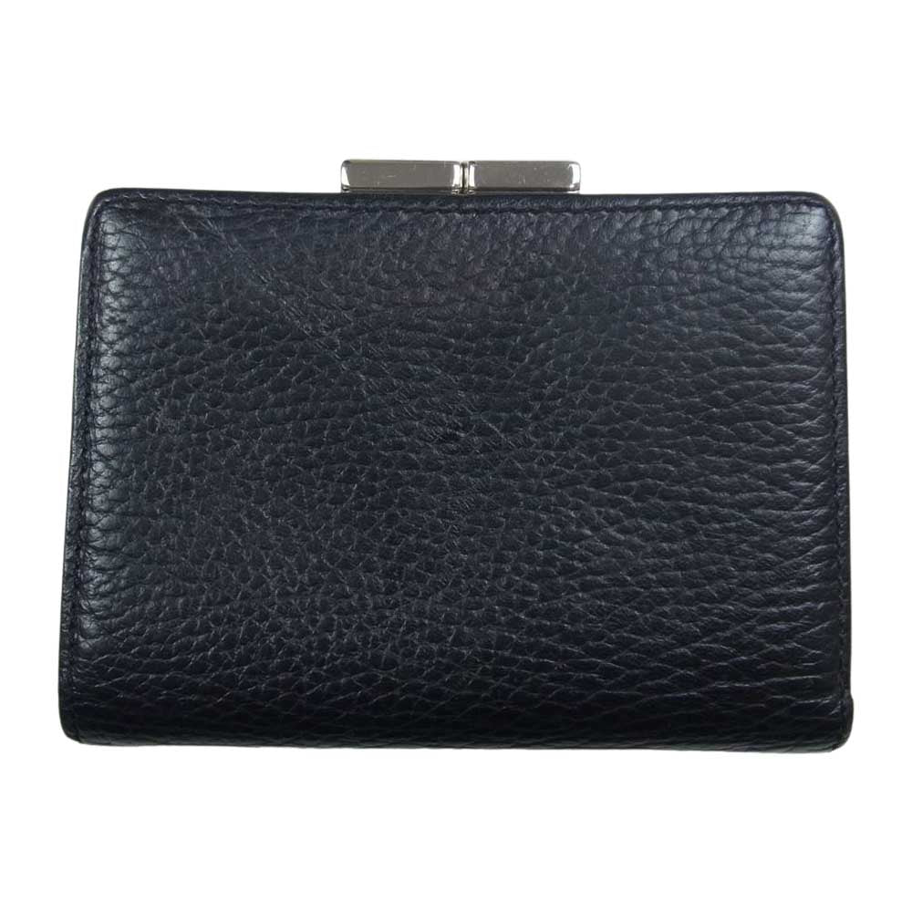 BURBERRY ブラック 二つ折り　がま口　財布 BURBERRY バーバリー がま口 二つ折り財布 レザー ウォレット ブラック