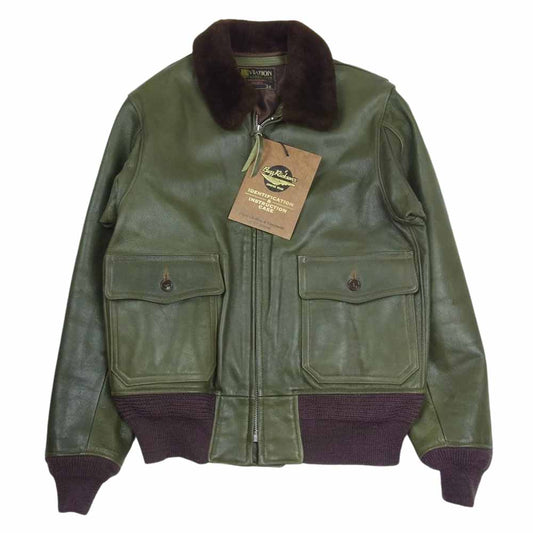Buzz Rickson's バズリクソンズ BR80417 AVIATION ASSOCIATES AN-J-3A G-1 フライト レザー ジャケット カーキ系 36【中古】