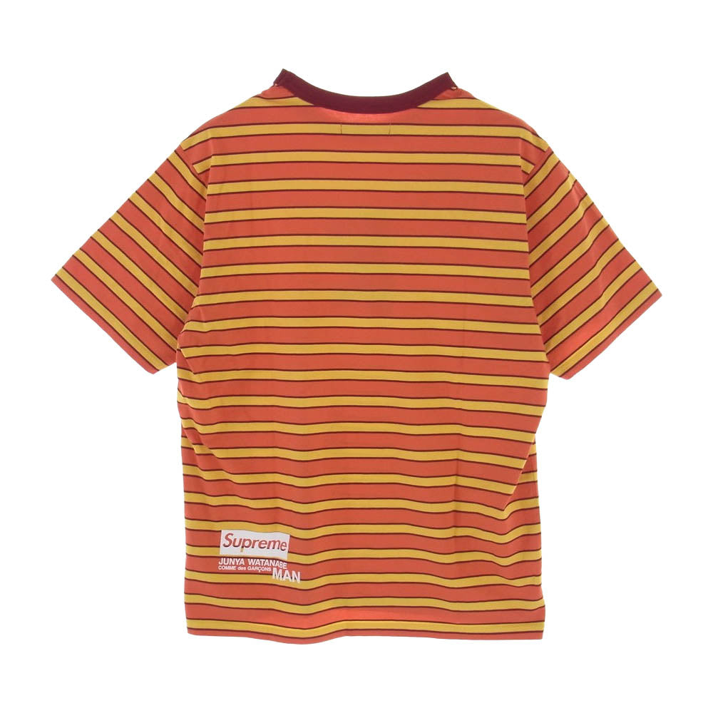 Supreme シュプリーム 21AW JUNYA WATANABE COMME des GARCONS MAN ジュンヤ ワタナベ コムデギャルソン マン Stripe S/S Top ストライプ エスエス トップ イエロー系 オレンジ系 L【美品】【中古】
