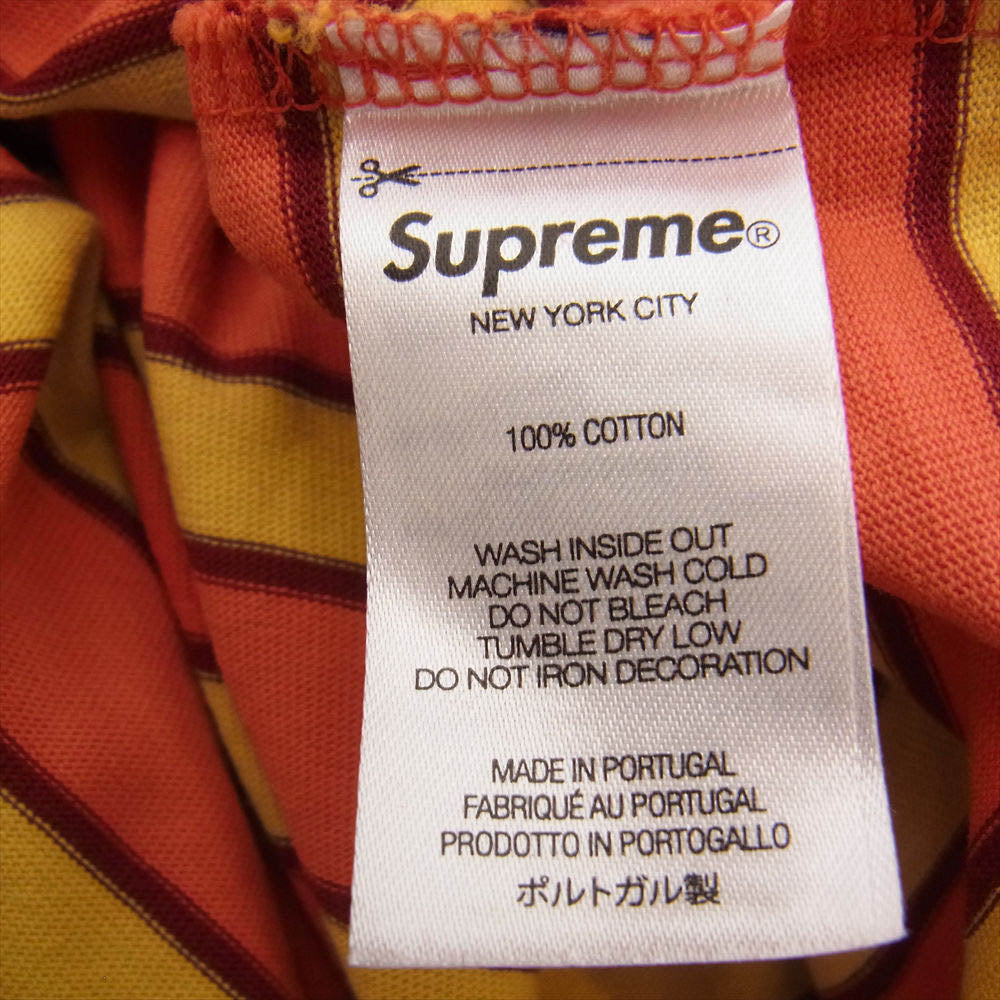 Supreme シュプリーム 21AW JUNYA WATANABE COMME des GARCONS MAN ジュンヤ ワタナベ コムデギャルソン マン Stripe S/S Top ストライプ エスエス トップ イエロー系 オレンジ系 L【美品】【中古】