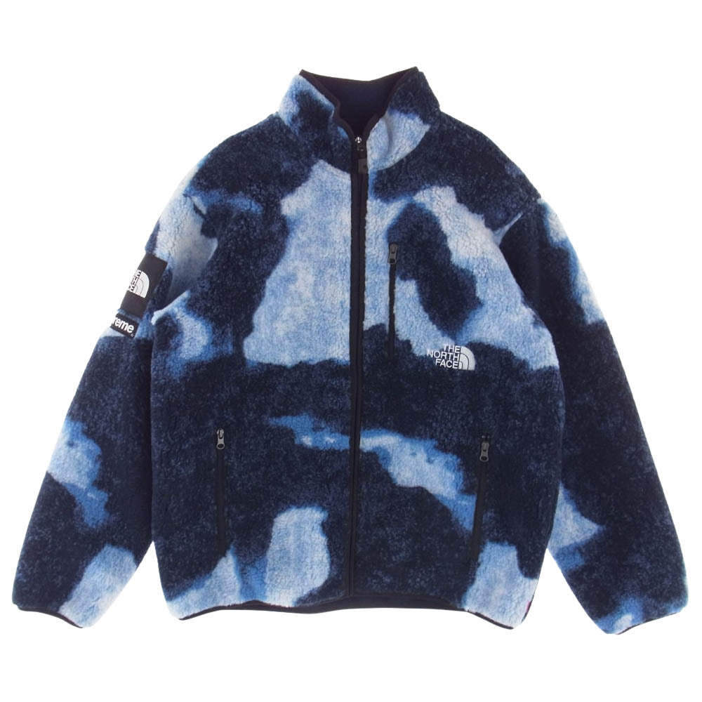 Supreme シュプリーム THE NORTH FACE ノースフェイス 21AW NA52100I Bleached Denim Print Fleece Jacket ブリーチドデニムプリント フリースジャケット ブルー系 L【中古】