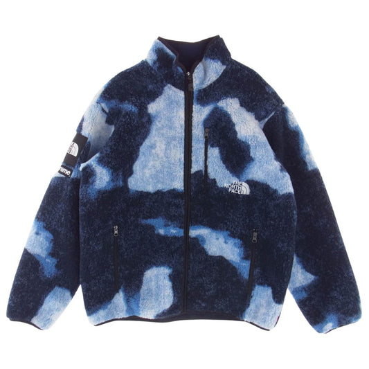 Supreme シュプリーム THE NORTH FACE ノースフェイス 21AW NA52100I Bleached Denim Print Fleece Jacket ブリーチドデニムプリント フリースジャケット ブルー系 L【中古】