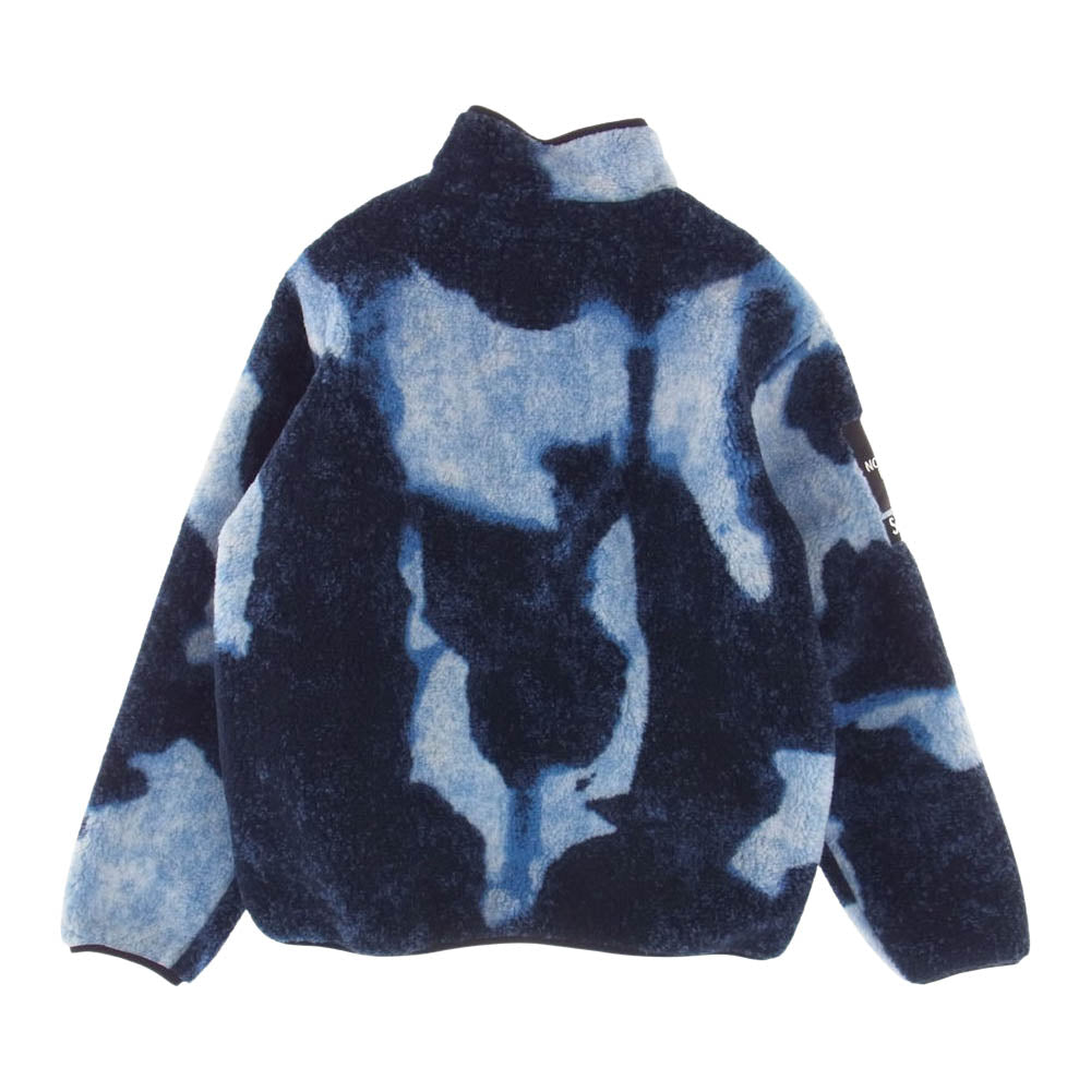 Supreme シュプリーム THE NORTH FACE ノースフェイス 21AW NA52100I Bleached Denim Print Fleece Jacket ブリーチドデニムプリント フリースジャケット ブルー系 L【中古】