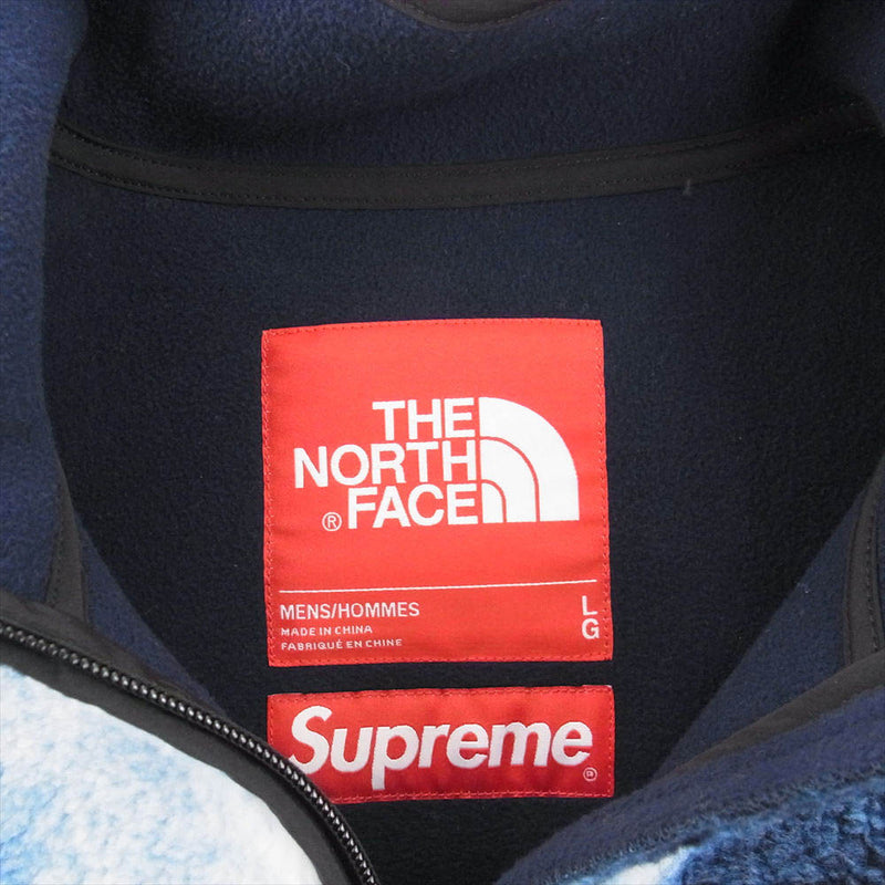 Supreme シュプリーム THE NORTH FACE ノースフェイス 21AW NA52100I Bleached Denim Print Fleece Jacket ブリーチドデニムプリント フリースジャケット ブルー系 L【中古】