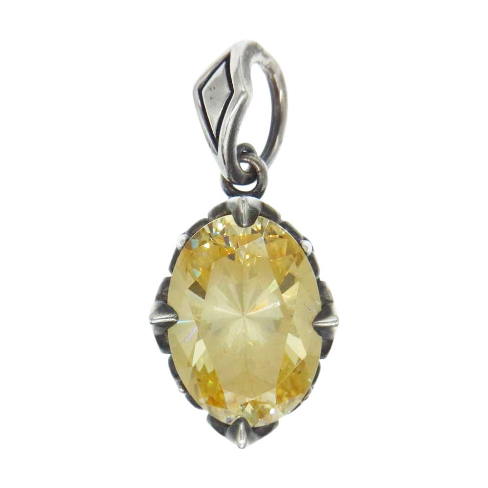 Justin Davis ジャスティンデイビス SPJ195 2 YEL SACRED CROWN ストーン クラウン ペンダントトップ シルバー系 イエロー系【中古】