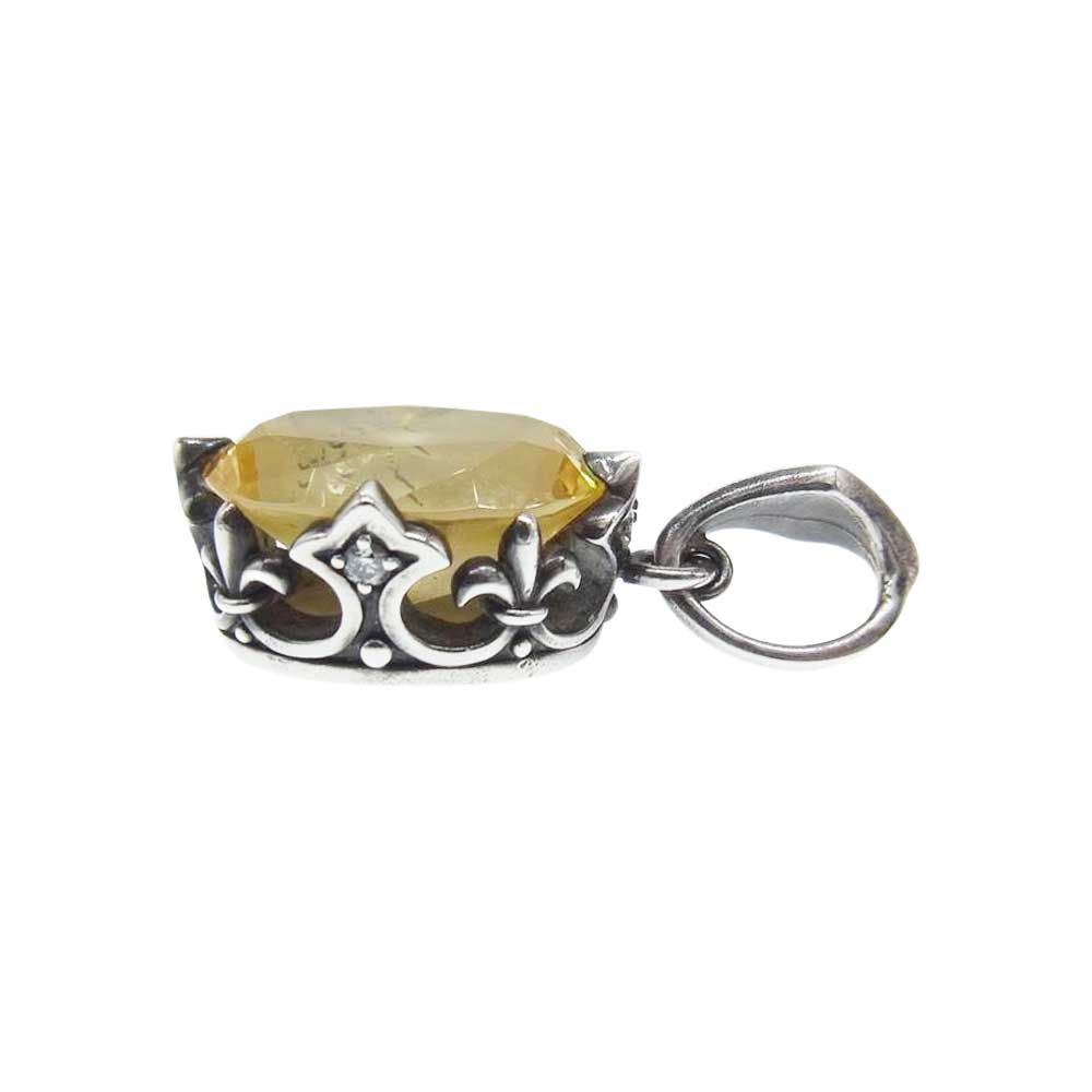 Justin Davis ジャスティンデイビス SPJ195 2 YEL SACRED CROWN ストーン クラウン ペンダントトップ シルバー系 イエロー系【中古】