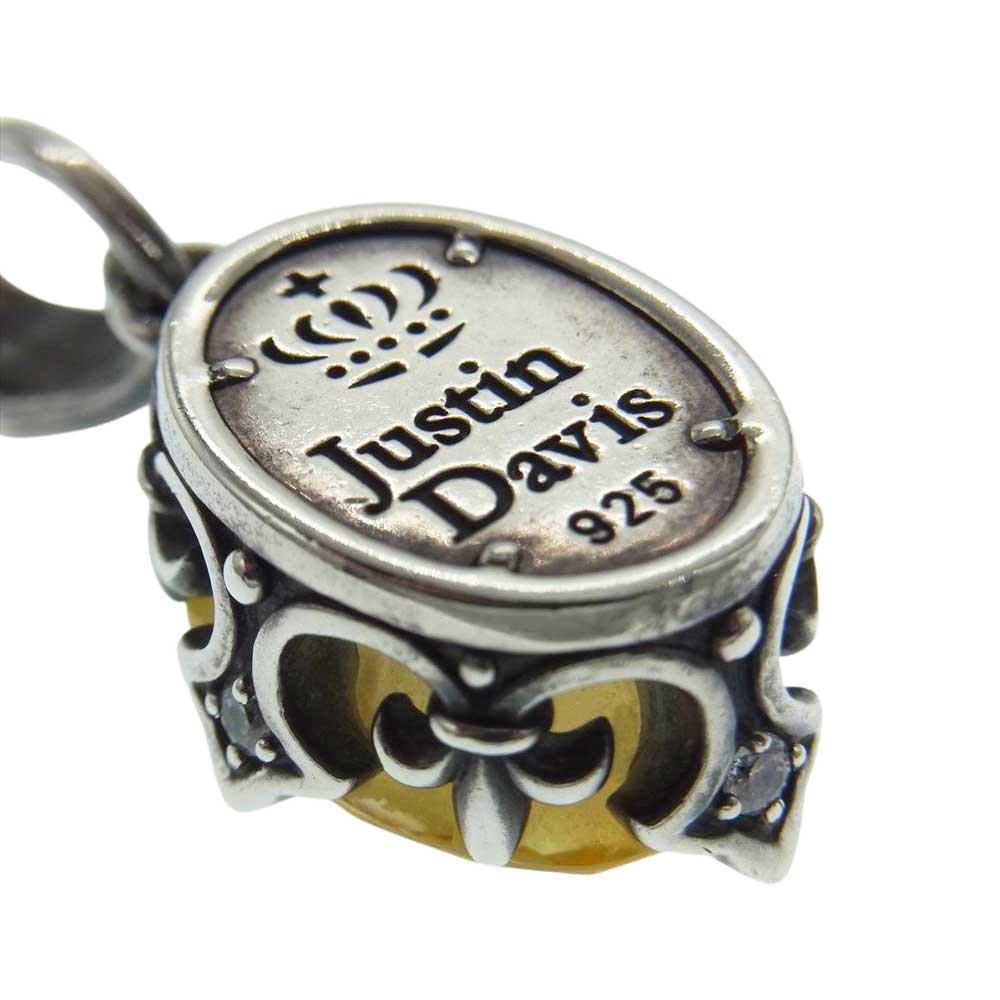 Justin Davis ジャスティンデイビス SPJ195 2 YEL SACRED CROWN ストーン クラウン ペンダントトップ シルバー系 イエロー系【中古】