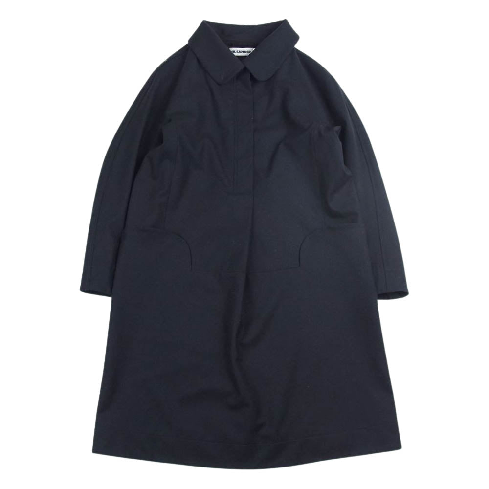 JIL SANDER ジルサンダー 国内正規品 ウール ハーフジップ ステンカラー ワンピース  ダークネイビー系 34【中古】