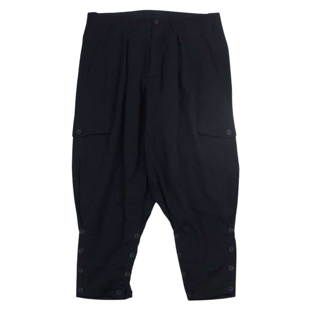Yohji Yamamoto POUR HOMME ヨウジヤマモトプールオム 19AW HC-P28-100 LOOK34 Wrinkled Gabardine Hem Adjusted Pants ウールギャバ ジョッパーズ カーゴパンツ  ブラック系 2【美品】【中古】