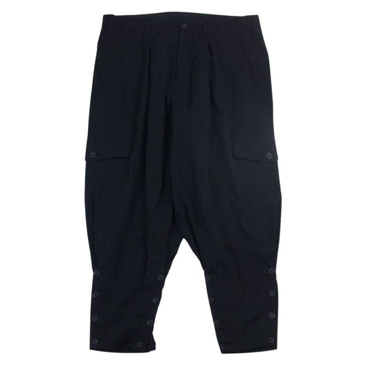 Yohji Yamamoto POUR HOMME ヨウジヤマモトプールオム 19AW HC-P28-100 LOOK34 Wrinkled Gabardine Hem Adjusted Pants ウールギャバ ジョッパーズ カーゴパンツ  ブラック系 2【美品】【中古】