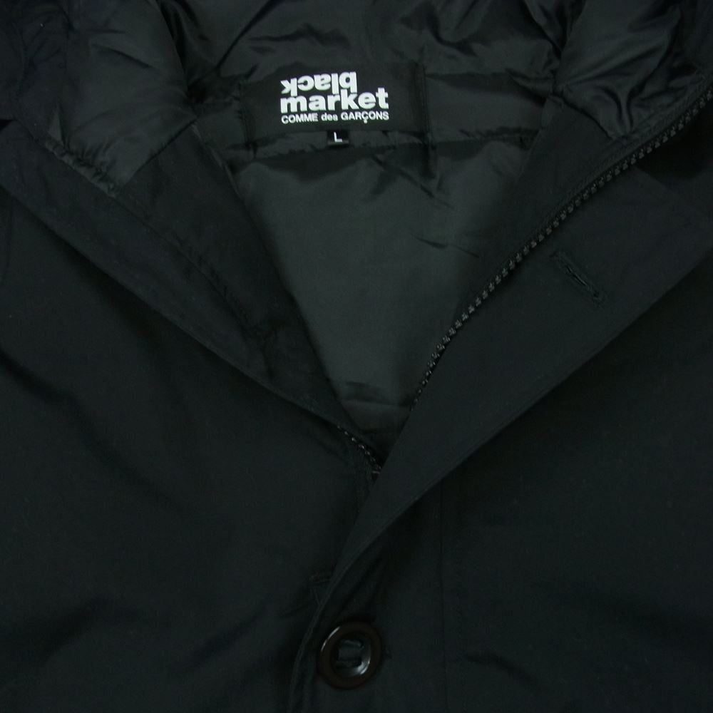 COMME des GARCONS コムデギャルソン 17SS+AD11:AH11 OS-J003 black market ブラック マーケット ロゴ バックプリント 中綿 マウンテン パーカー ジャケット ブラック系 L【中古】