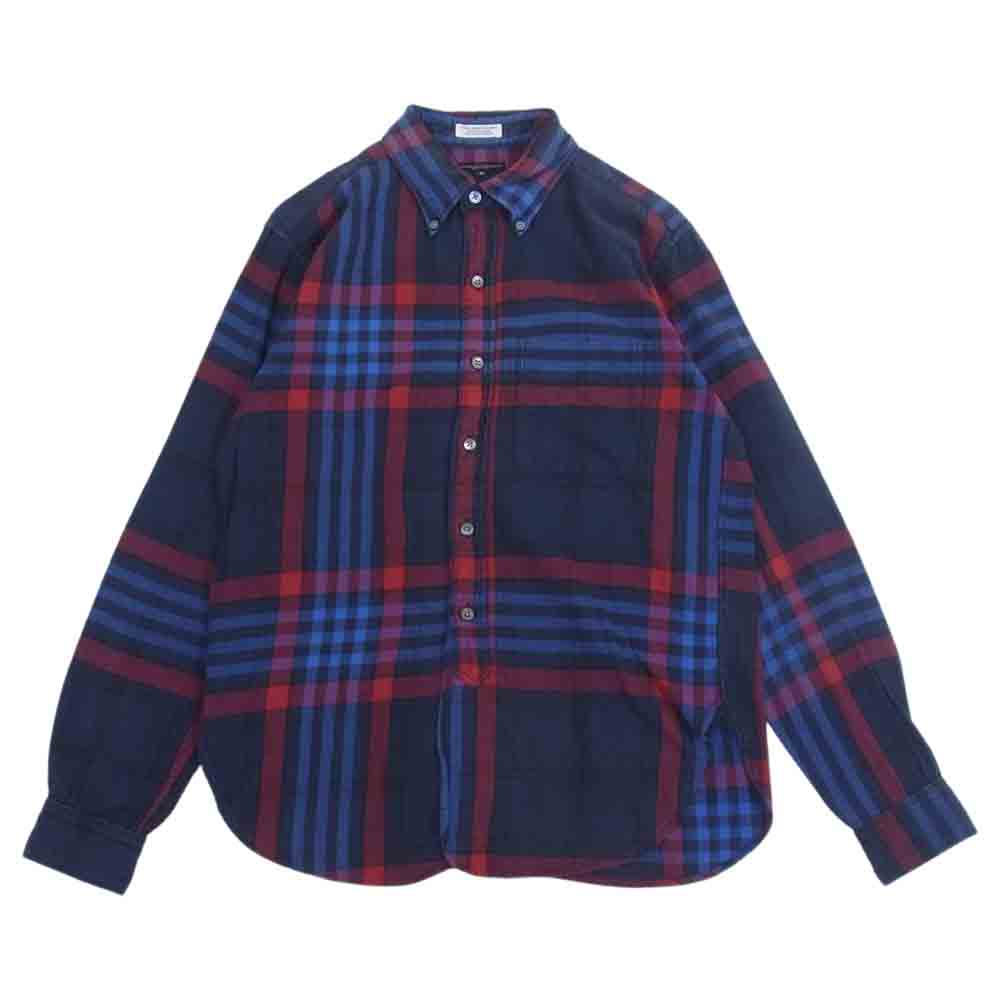 Engineered Garments エンジニアードガーメンツ CHECK FLANNEL WORK SHIRT チェック フランネル ボタンダウン 長袖 シャツ ネイビー系 レッド系 S【中古】