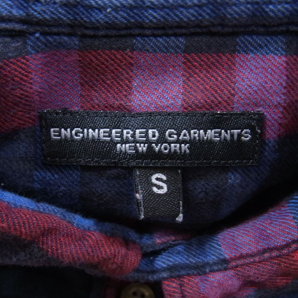 Engineered Garments エンジニアードガーメンツ CHECK FLANNEL WORK SHIRT チェック フランネル ボタンダウン 長袖 シャツ ネイビー系 レッド系 S【中古】