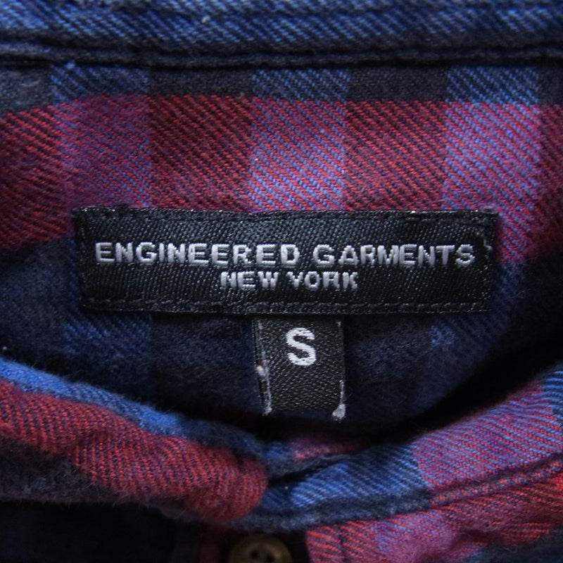 Engineered Garments エンジニアードガーメンツ CHECK FLANNEL WORK SHIRT チェック フランネル ボタンダウン 長袖 シャツ ネイビー系 レッド系 S【中古】