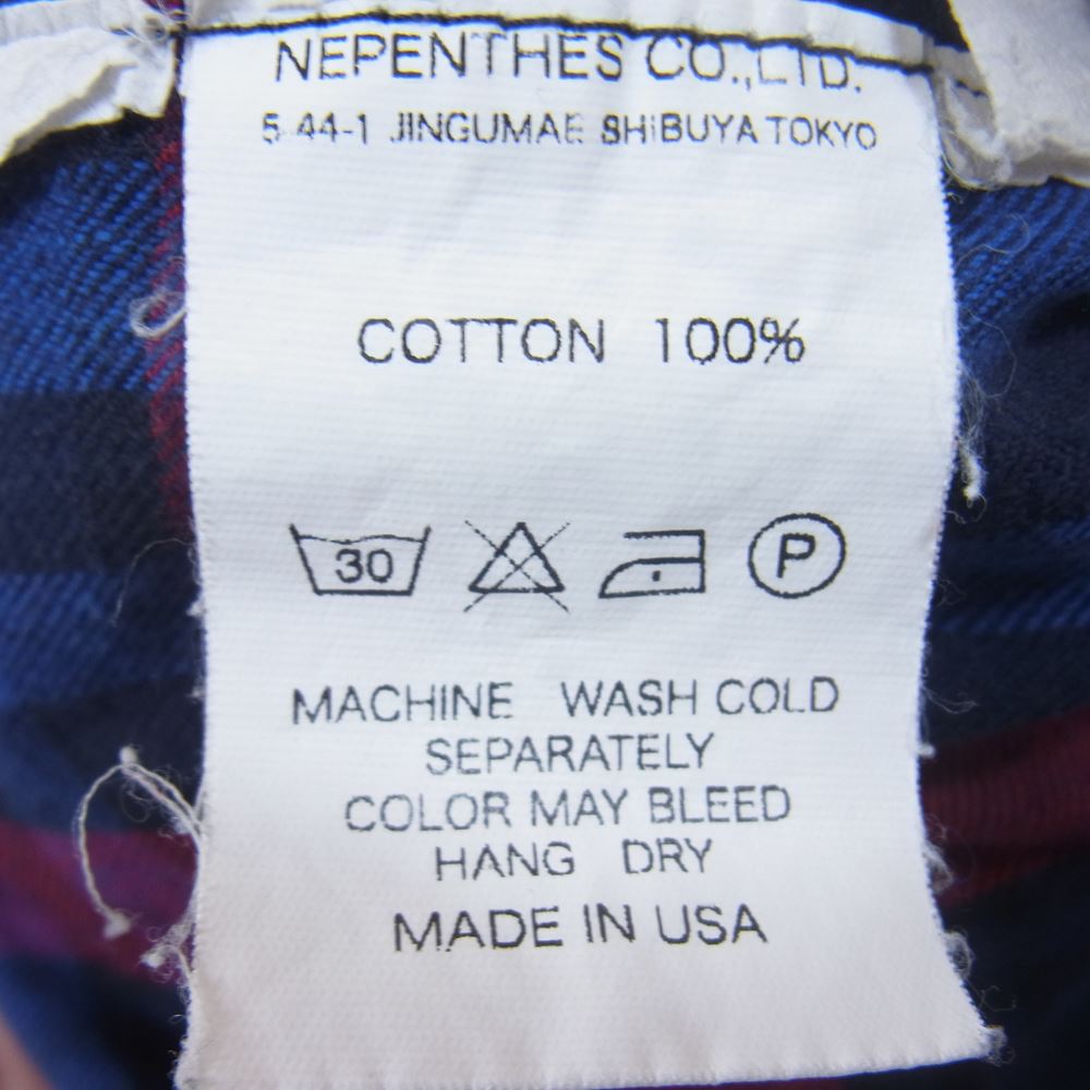 Engineered Garments エンジニアードガーメンツ CHECK FLANNEL WORK SHIRT チェック フランネル ボタンダウン 長袖 シャツ ネイビー系 レッド系 S【中古】