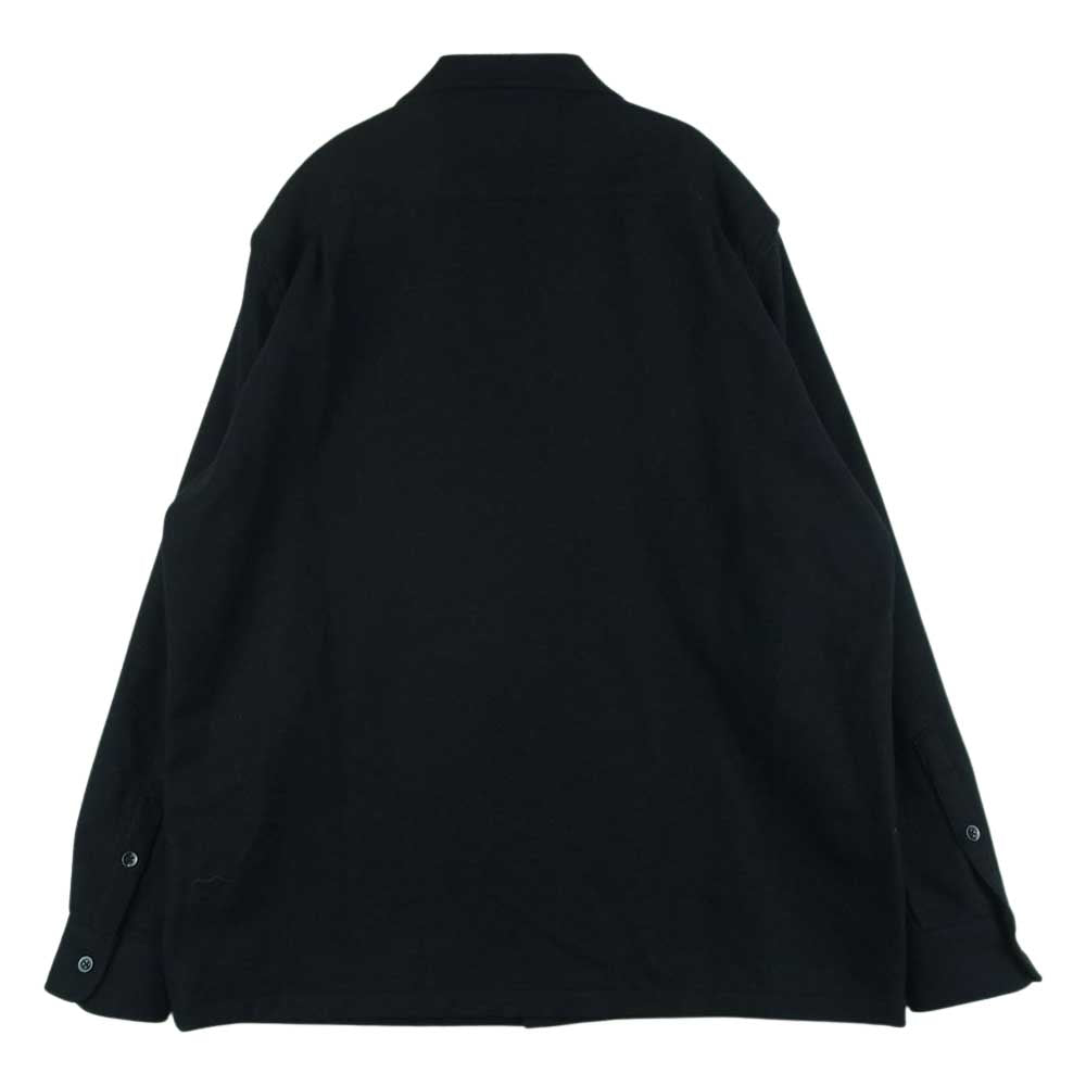 WACKO MARIA ワコマリア WOOL OPEN COLLAR SHIRT オープンカラー ウール 長袖 シャツ 日本製 ブラック系 L【中古】