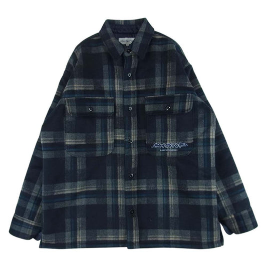 ブラックアイパッチ チェック ウール ジャケット 中国製 ダークネイビー系 グレー系 L【中古】