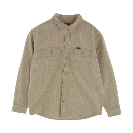 Supreme シュプリーム 21AW monogram denim shirt モノグラム デニム シャツ ベージュ系 L【美品】【中古】