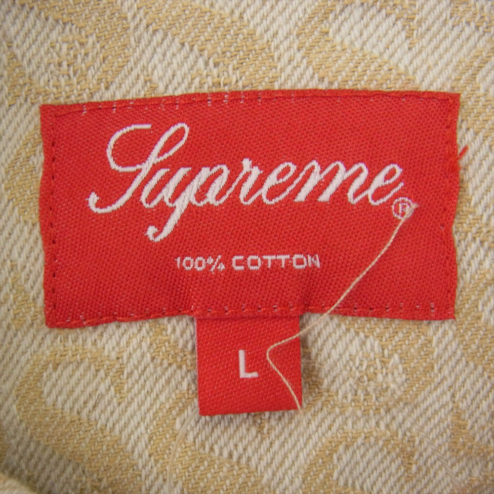 Supreme シュプリーム 21AW monogram denim shirt モノグラム デニム シャツ ベージュ系 L【美品】【中古】