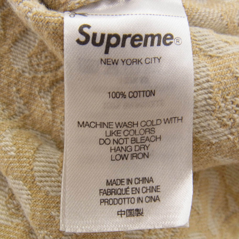 Supreme シュプリーム 21AW monogram denim shirt モノグラム デニム シャツ ベージュ系 L【美品】【中古】