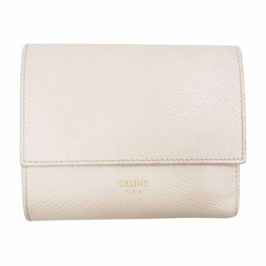 CELINE セリーヌ 10B573 トリフォールド ウォレット コンパクト 三つ折り 財布 ホワイト系【中古】