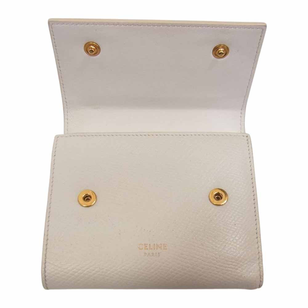 CELINE セリーヌ 10B573 トリフォールド ウォレット コンパクト 三つ折り 財布 ホワイト系【中古】