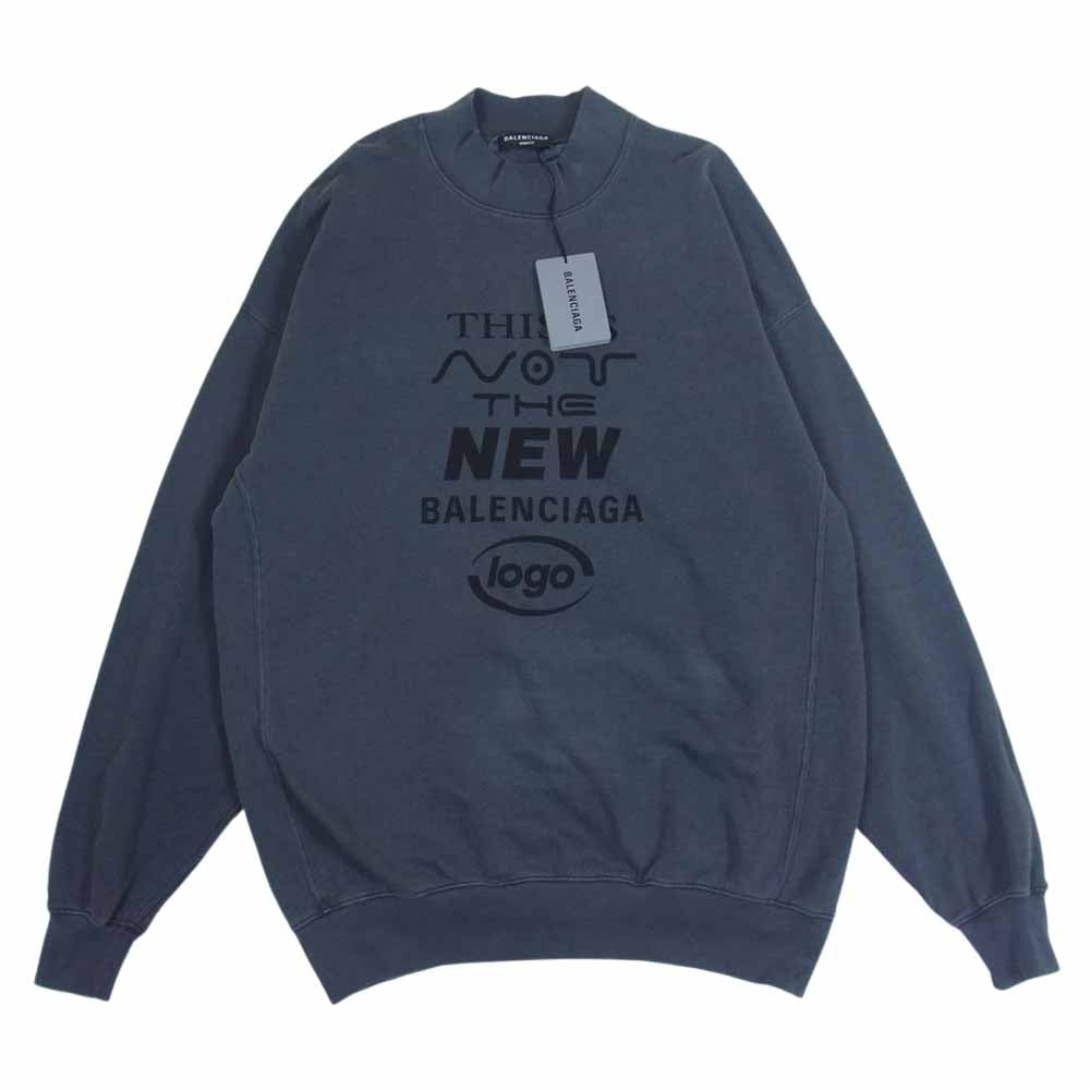 BALENCIAGA バレンシアガ 652981 TKVE4 This Is Not Sweatshirt モックネック USED加工 オーバーサイズ スウェット チャコール系 XS【中古】