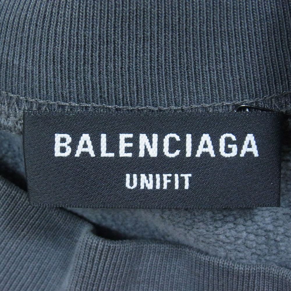 BALENCIAGA バレンシアガ 652981 TKVE4 This Is Not Sweatshirt モックネック USED加工 オーバーサイズ スウェット チャコール系 XS【中古】