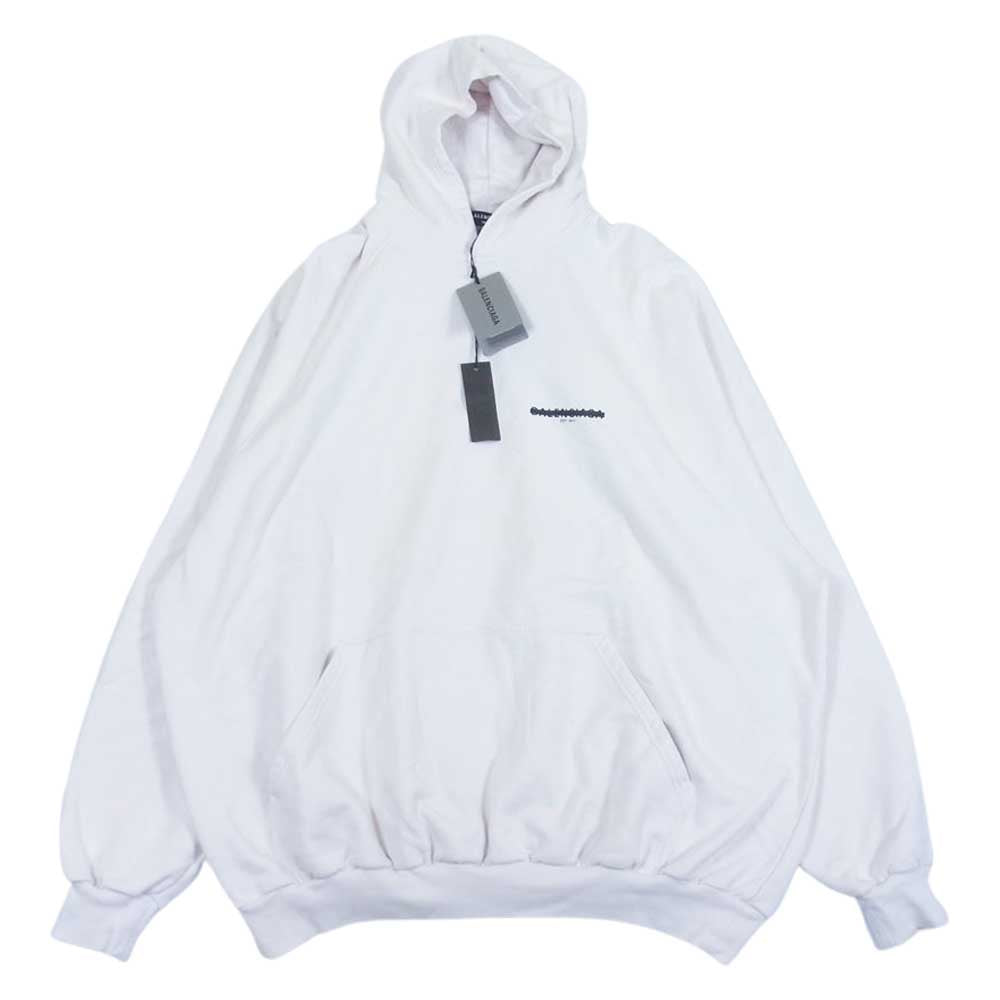 BALENCIAGA バレンシアガ 22AW 697879 TMVH2 Oversized Hoodie テーピングロゴ オーバーサイズ パーカー ホワイト系 ピンク系 2【中古】