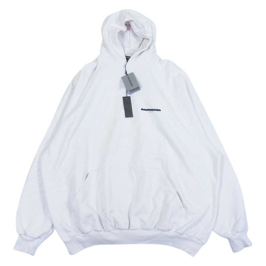 BALENCIAGA バレンシアガ 22AW 697879 TMVH2 Oversized Hoodie テーピングロゴ オーバーサイズ パーカー ホワイト系 ピンク系 2【中古】