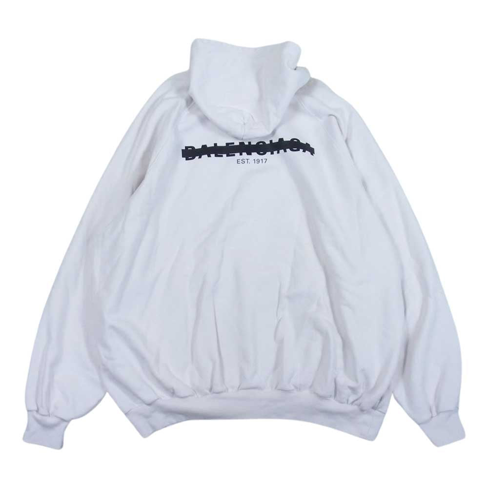 BALENCIAGA バレンシアガ 22AW 697879 TMVH2 Oversized Hoodie テーピングロゴ オーバーサイズ パーカー ホワイト系 ピンク系 2【中古】