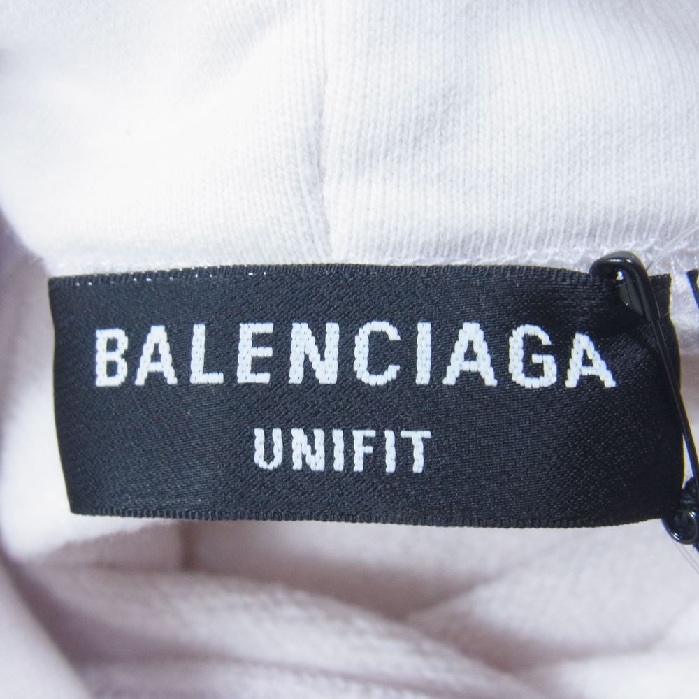 BALENCIAGA バレンシアガ 22AW 697879 TMVH2 Oversized Hoodie テーピングロゴ オーバーサイズ パーカー ホワイト系 ピンク系 2【中古】