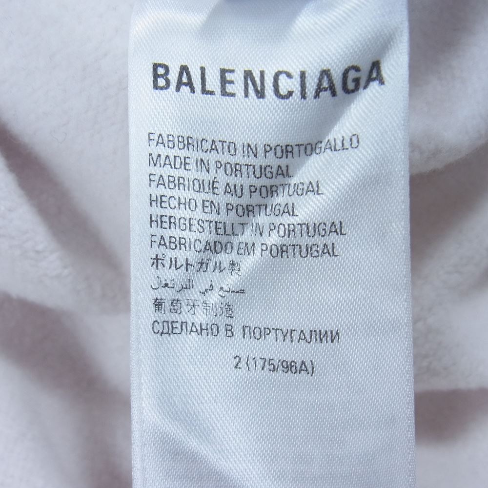 BALENCIAGA バレンシアガ 22AW 697879 TMVH2 Oversized Hoodie テーピングロゴ オーバーサイズ パーカー ホワイト系 ピンク系 2【中古】