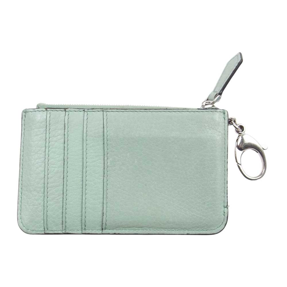 FENDI フェンディ レザー ジップ カードケース コインケース  ライトブルー系【中古】