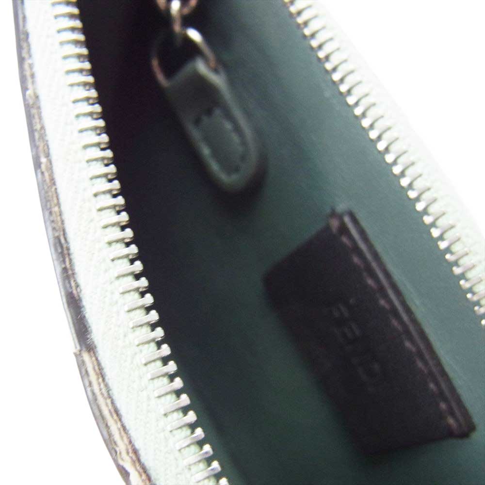 FENDI フェンディ レザー ジップ カードケース コインケース  ライトブルー系【中古】