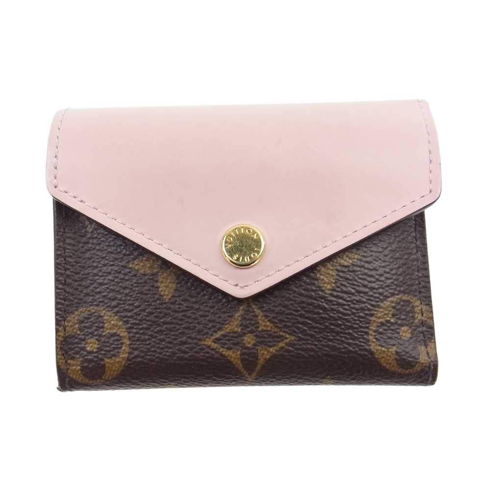 LOUIS VUITTON ルイ・ヴィトン M62933 ポルトフォイユ ゾエ モノグラム ローズバレリーヌ 三つ折り 財布 ウォレット ブラウン系 ピンク系【中古】