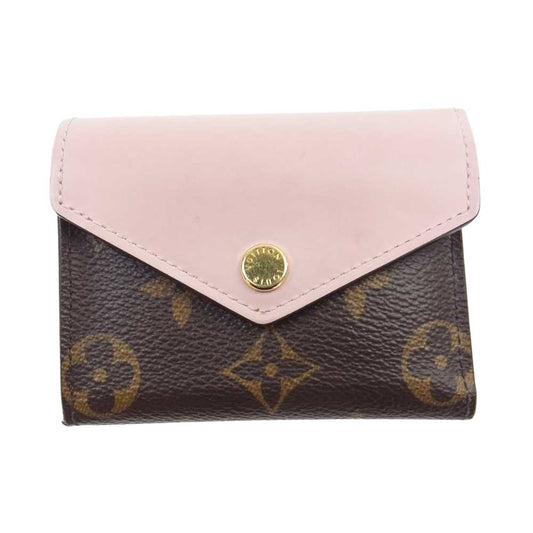 LOUIS VUITTON ルイ・ヴィトン M62933 ポルトフォイユ ゾエ モノグラム ローズバレリーヌ 三つ折り 財布 ウォレット ブラウン系 ピンク系【中古】