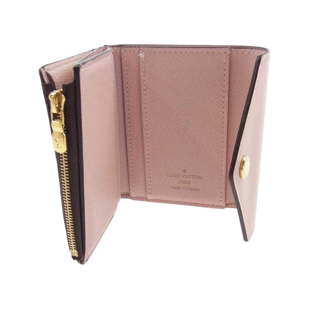 LOUIS VUITTON ルイ・ヴィトン M62933 ポルトフォイユ ゾエ モノグラム ローズバレリーヌ 三つ折り 財布 ウォレット ブラウン系 ピンク系【中古】