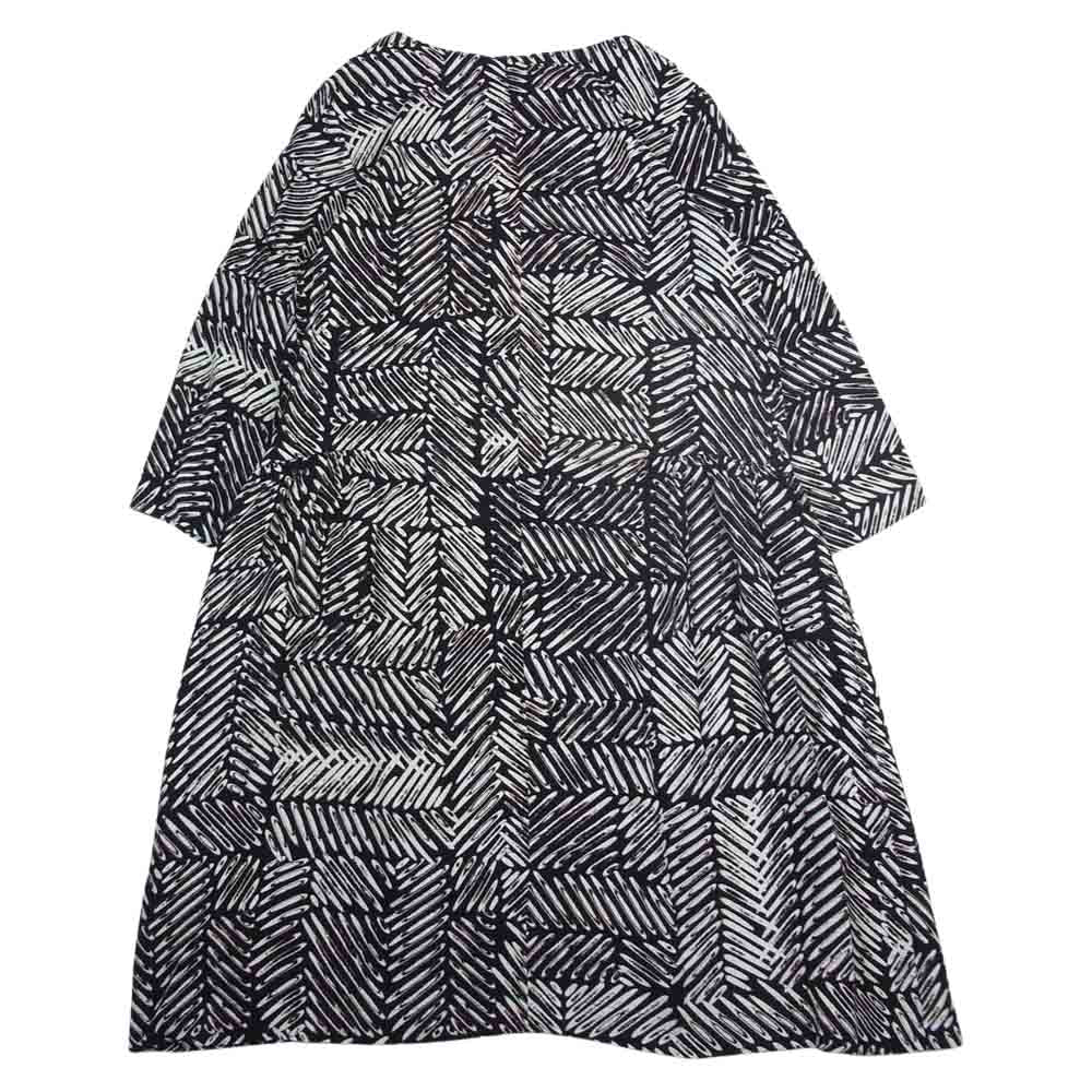 marimekko マリメッコ YN0928 七分袖 膝丈 ワンピース 総柄  ブラック系 36【中古】