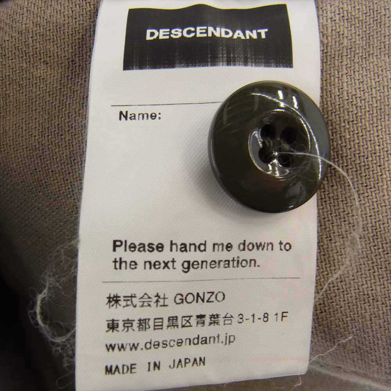 DESCENDANT ディセンダント 20SS DWU WORK SHIRT シャツ ジャケット  モスグリーン系 1【中古】