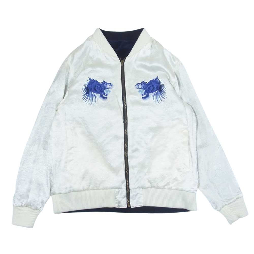NEIGHBORHOOD ネイバーフッド 19SS SOUVENIR C-JKT スーベニア ジャケット スカル タイガー 刺繍 リバーシブル 別珍 スカジャン ホワイト系 ダークネイビー系 L【中古】