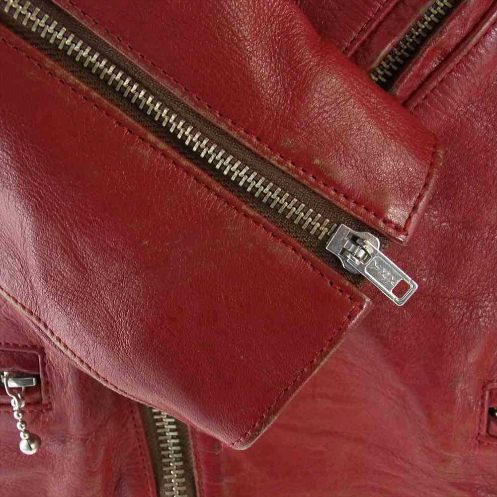 ブラックミーンズ LABRAT ラブラット Roots L-F1529 ヴィンテージ加工 カウレザー ダブルライダースジャケット ワインレッド系 2【中古】