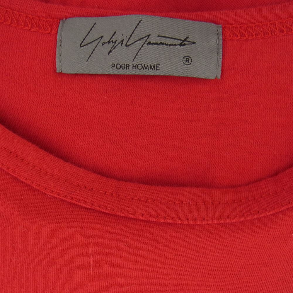 Yohji Yamamoto POUR HOMME ヨウジヤマモトプールオム 21SS HD-T02-070 カルティマ天竺 丸首 半袖カットソー レッド系 3【中古】