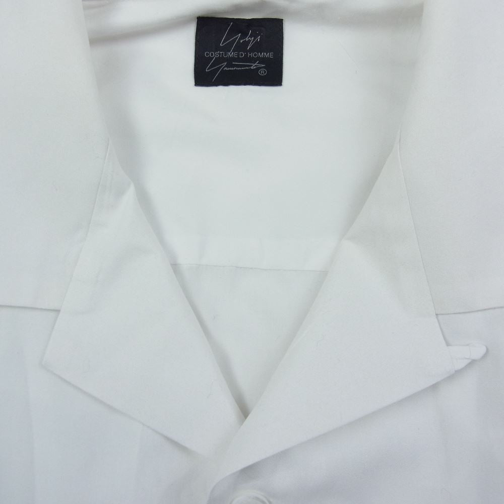ヨウジヤマモト コスチュームドオム 21AW HX-B91-050 SUIT BROAD OPEN COLLAR SHIRT スーツ ブロード オープンカラー 長袖 シャツ ホワイト系 4【中古】