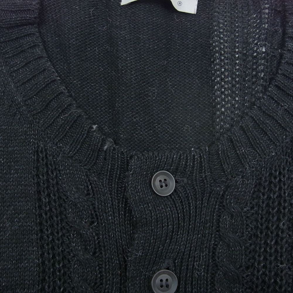 Yohji Yamamoto POUR HOMME ヨウジヤマモトプールオム 21SS HD-K09-097 ケーブル編み ヘンリーネック コットン 半袖 ニット ブラック系 3【中古】
