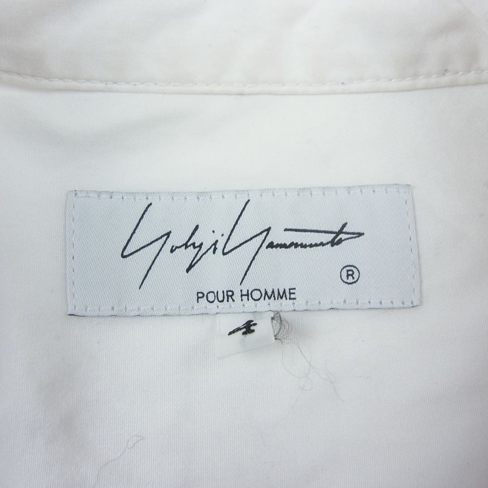 Yohji Yamamoto POUR HOMME ヨウジヤマモトプールオム 21SS HD-B41-024 スタンドカラー 衿環縫い ブロード 長袖 シャツ ブラウス ホワイト系 4【中古】