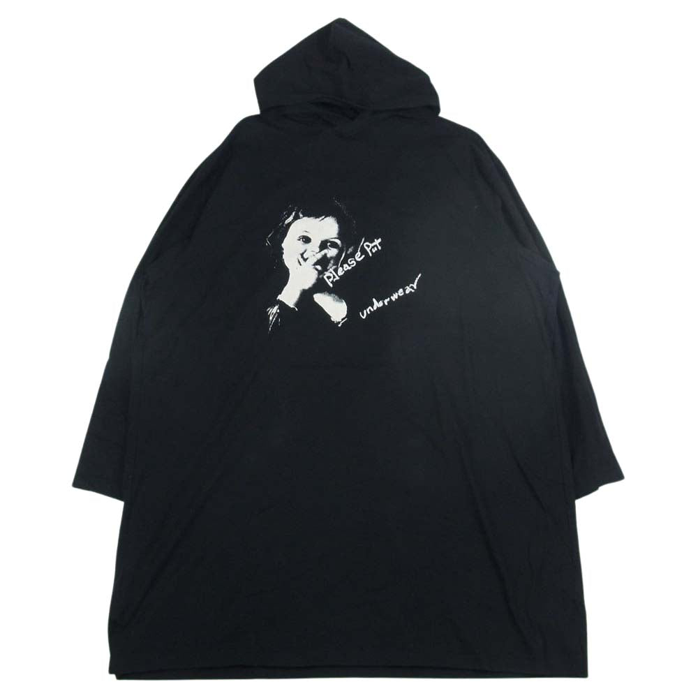 Yohji Yamamoto POUR HOMME ヨウジヤマモトプールオム 21AW HX-T73-078 PRINT BIG LONG SLEEVES HOODY プリント ビッグ ロングスリーブ フーディ パーカー ブラック系 3【美品】【中古】